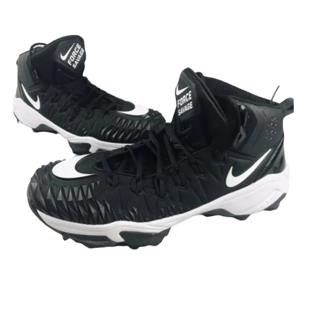 NIKE FORCE SAVAGE PRO SHARK FOOTBALL CLEATS 923311-010 Black Mens SIZE 21W WIDE